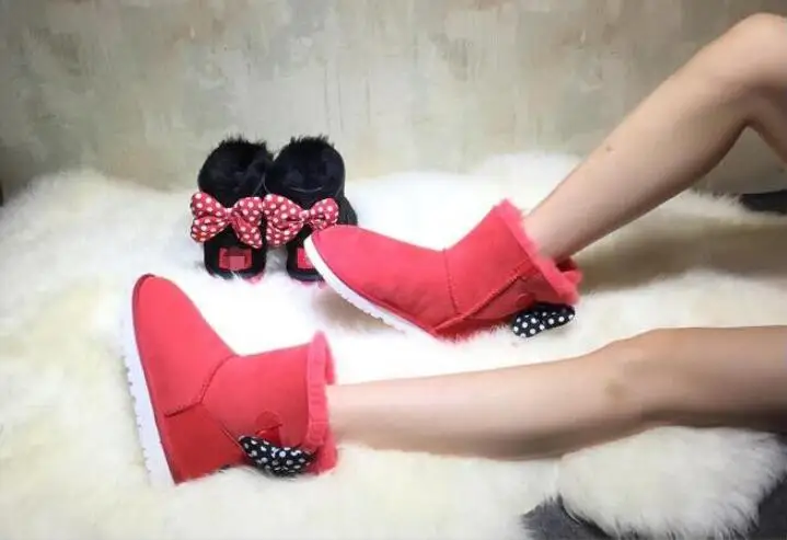 Brand new fashion Classic high quality Mickey Australia winter boots real leather Bailey Bowknot women's bailey snow boots