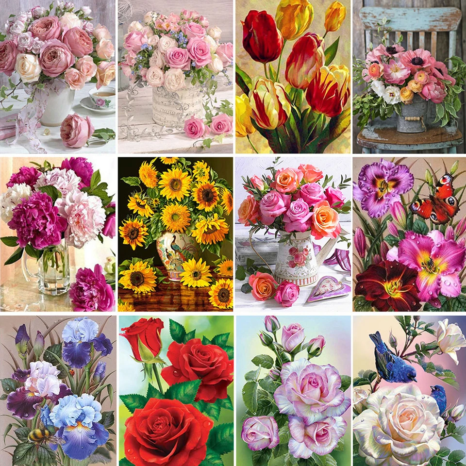 Diamond Painting Embroidery Rhinestones-Decor Cross-Stitch-Kit Flower Mosaic-Art-Picture