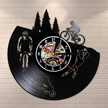 

Dirt Bike Bicycle Modern Vinyl Record Silent Quartz Wall Clock Skating Hanging Watch Biker Cyclist Skater Sport Lover Gift Decor