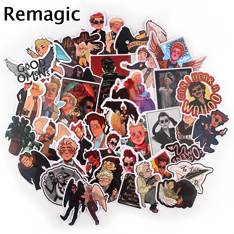 animal stamps for card making 38pcs Good omens Stickers paster Cartoon characters anime movie funny decal scrapbooking diy phone laptop waterproof decorations scrap book stamps