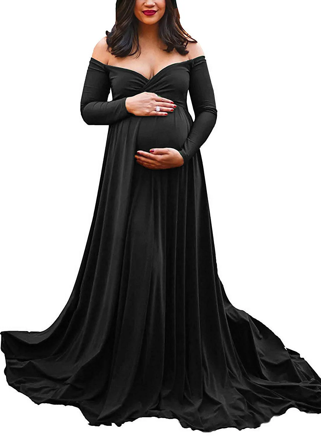 Black Платья для беременных; для фотосессии; платье для беременных; Одежда для беременных - Цвет: Black