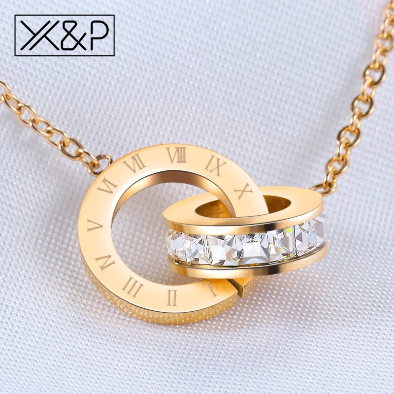 X& P винтажное этническое золотое ожерелье с кулоном в римском стиле с кристаллами s для женщин и мужчин, модное геометрическое длинное ожерелье на цепочке, ювелирное изделие - Окраска металла: Gold