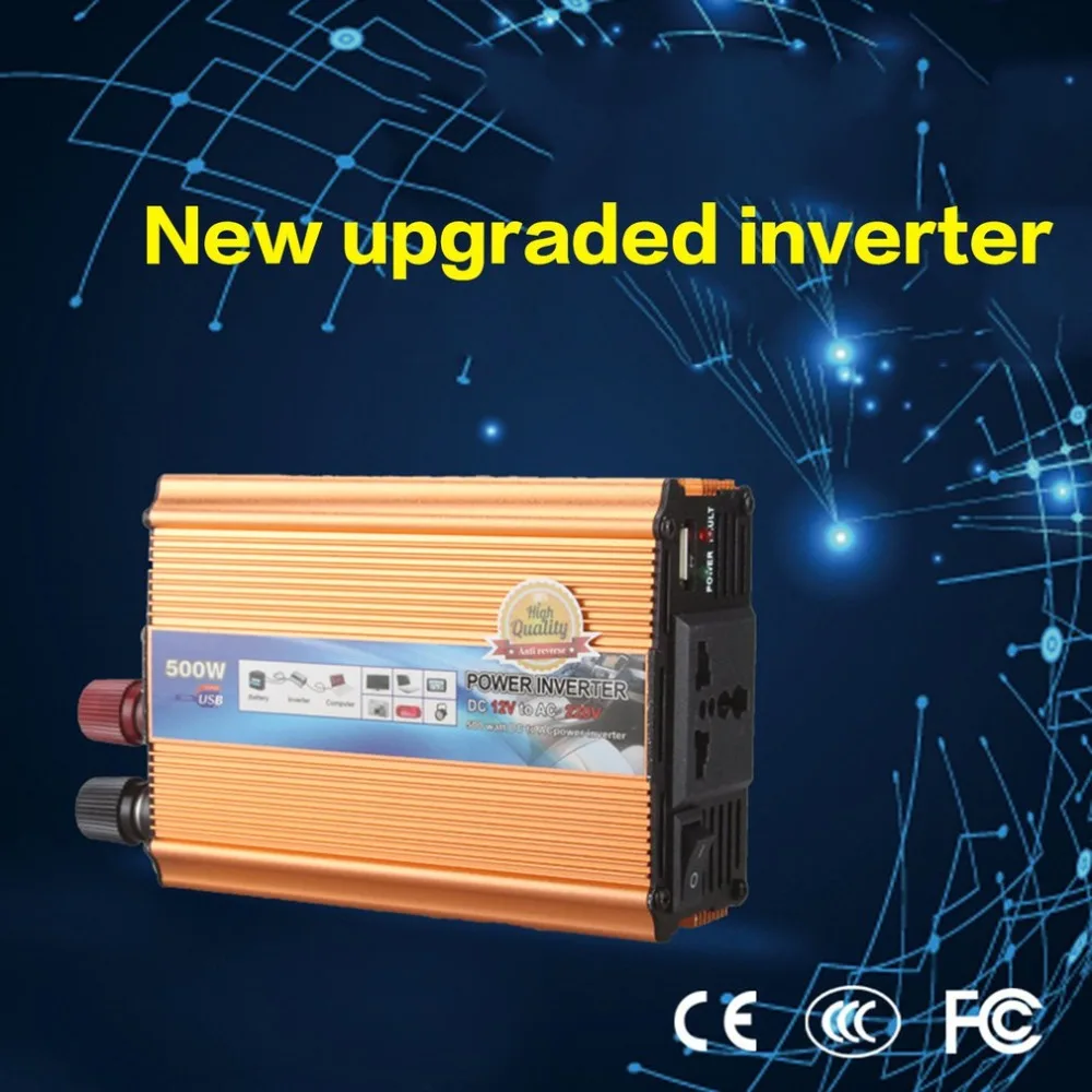 Модифицированный синусоидный инвертор DC 12 V/24 V к переменному току 220V 500W с универсальным гнездом USB Порты и разъёмы для автомобиля на солнечной батарее Мощность инвертор