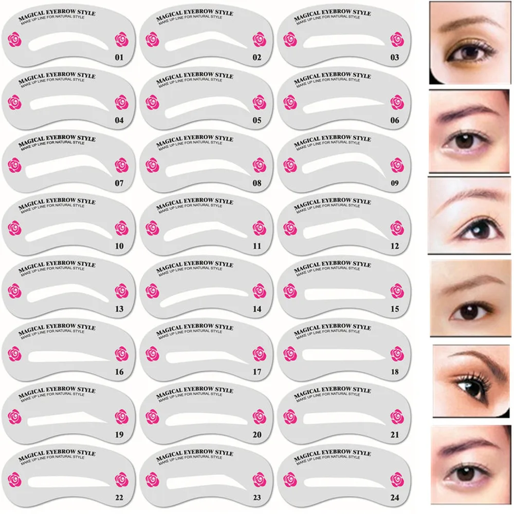 24 Pieces Reutilisable Sourcil Pochoir Ensemble Yeux Sourcils Bricolage Dessin Guide Style Mise En Forme Toilettage Carte Facile Maquillage Beaute Sourcil Templat Aliexpress