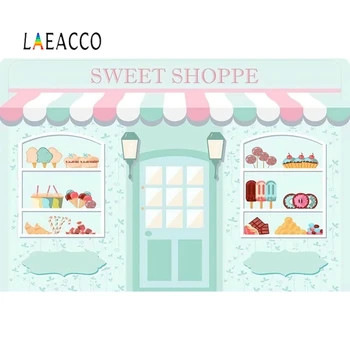 

Laeacco Sweet Shop Cartoon Candy Photography Backgrounds Baby Birthday Party Custom Vinyl Photographic Backdrop For Photo Studio