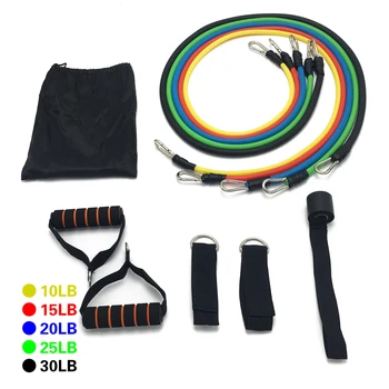 

11Pcs/Set Resistance Bands Set Natural Rubber Latex Fitness Yoga Elastic Pull Rope Door Anchor Exercises Fitness Home Workout