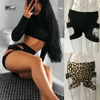 

Womens Leopard Leggings Stretch Biker Shorts Workout Nylon Yoga Pants Trousers