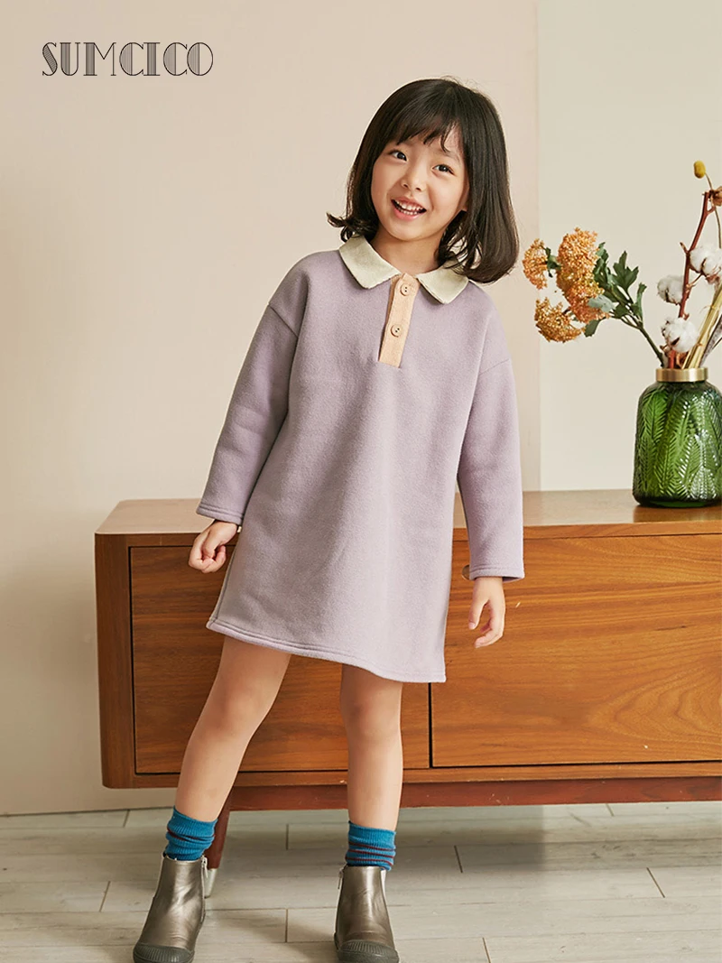Sumcico 2020 Latest Girl's Spring Color Block Dress Toddler's Soft Sweater For Dailywear Age 2-15Y | Детская одежда и