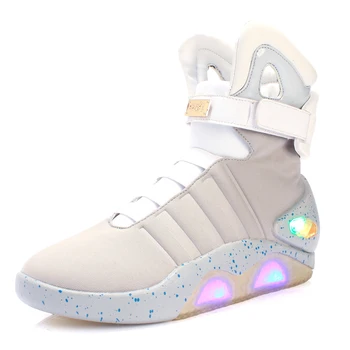 

New Men basketball shoes Led light shoes Men sneakers High quality "Back to Future" glowing shoes for men COsplay high top shoes