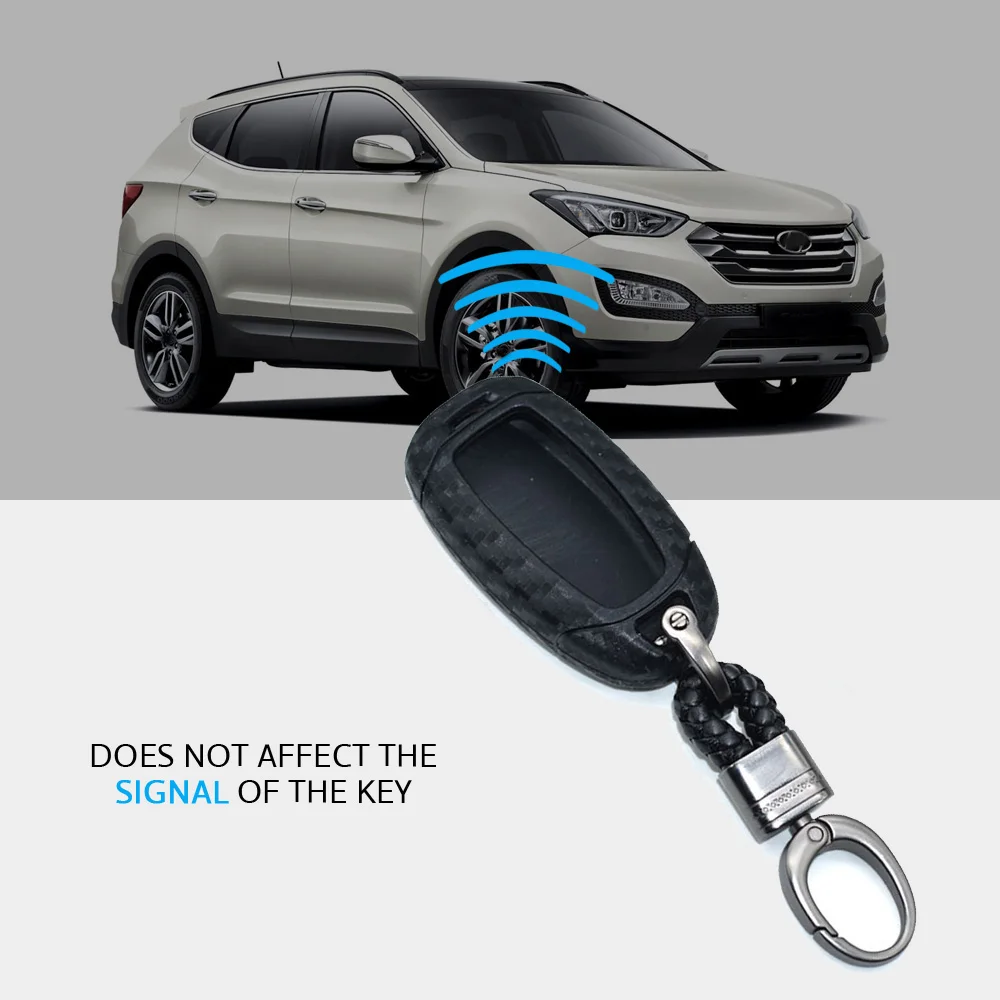 Карбоновый стильный корпус для ключей от автомобиля чехол для hyundai Santa Fe Kona I30