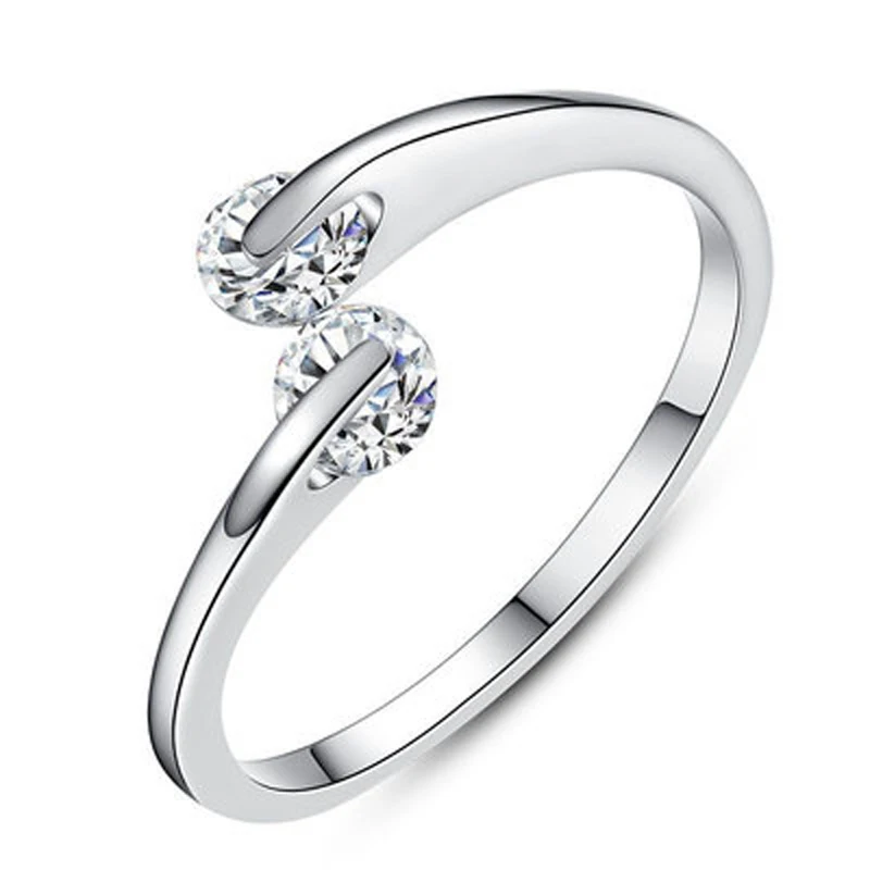 Tanie 925 Sterling Silver Shiny cyrkonia pierścionki dla kobiet Trendy kryształowy