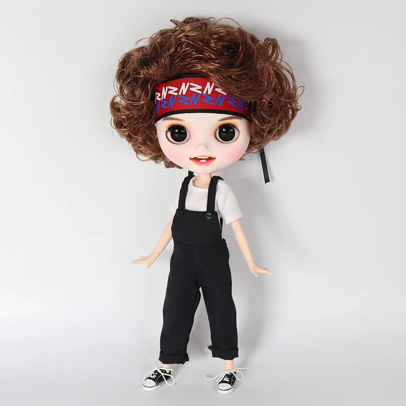 Blyth кукла с яркой кожей сустава тела короткие коричневые волосы резные Губы Улыбка матовое лицо. NO. BL9158