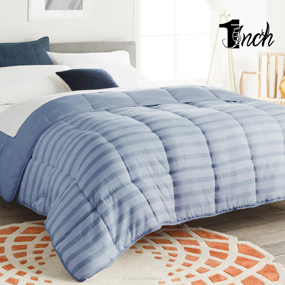

1inchome Goose Down blanket Alternative Reversible Comforter stripe Soft duvet 4 color in All Season comfort Blanket One Piece