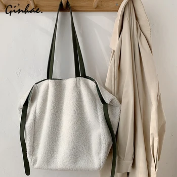 

Casual Soft Suede Tote Handbag Women Famous Designer Shoulder Crossbody Large Solid Shopping Bag Winter Big Capacity Hand bag