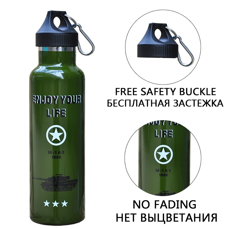 600/550/350ml термос с изоляцией Портативный бутылка для воды 304 Нержавеющая сталь Спортивные бутылки для воды с двойными стенками из нержавеющей стали Вакуумная военные вакуумный на открытом воздухе