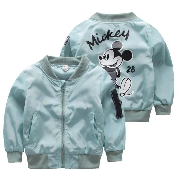 Disney/куртка для мальчиков и девочек с Микки Маусом на весну-осень; пальто на молнии; ветровка; Верхняя одежда для детей
