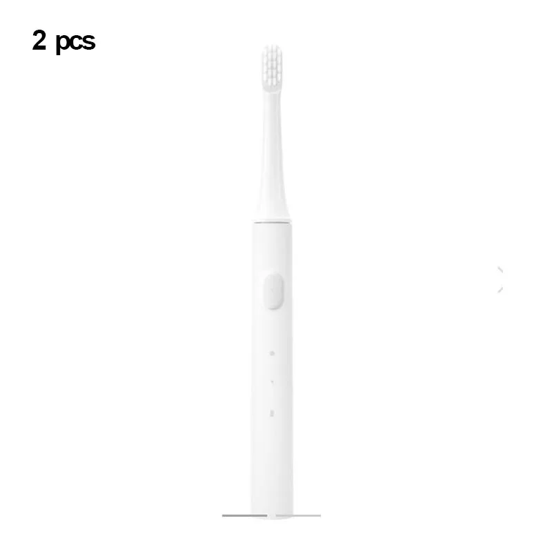 2 pcs white Xiaomi Mijia sonic электрическая зубная щетка T100 для взрослых Водонепроницаемая ультра звуковая автоматическая зубная щетка USB Rechargeabl зубная щетка - Цвет: 2 pcs white