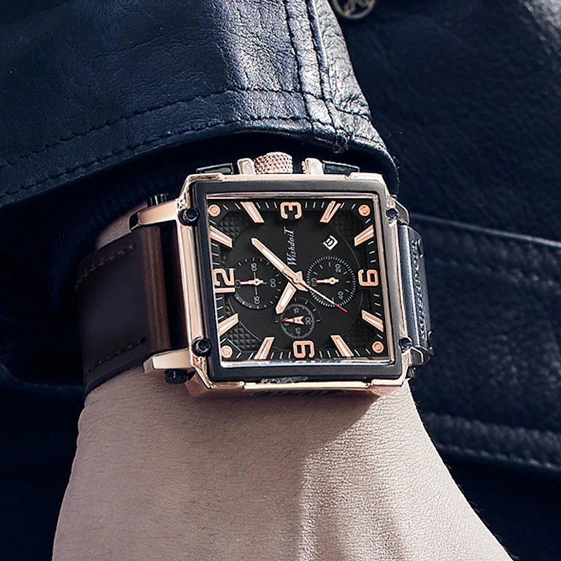 Orologio da uomo quadrato cronografo WISHDOIT marca lusso automatico data  orologio da uomo orologio da uomo impermeabile Relogio Masculino -  AliExpress Watches