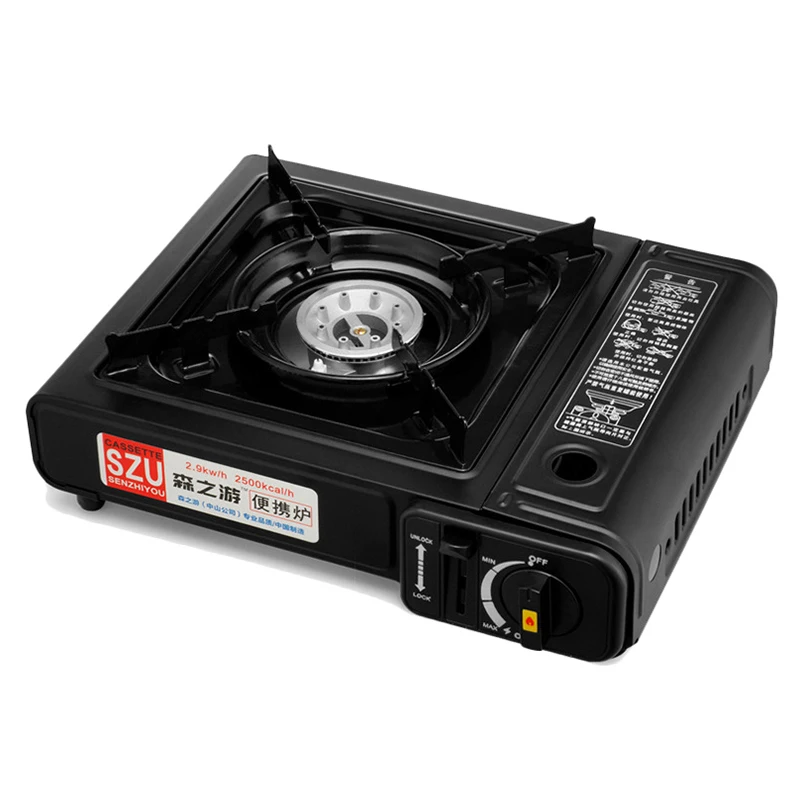 

Black Outdoor Portable Cassette Gas Stove Windproof Wild Gas Barbecue For Camping Hiking Travel Cooker Applicable Grill Dual Sto