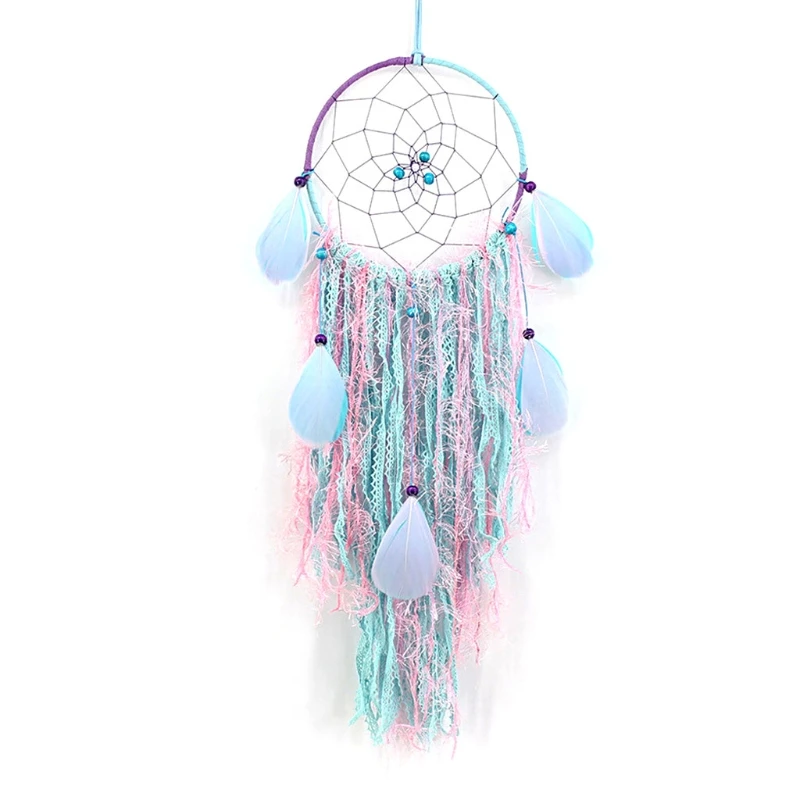 Handmade Dream Catcher with Feather Home Wall Car Hanging Decor Ornament Craft Y4UE - Цвет: Многоцветный