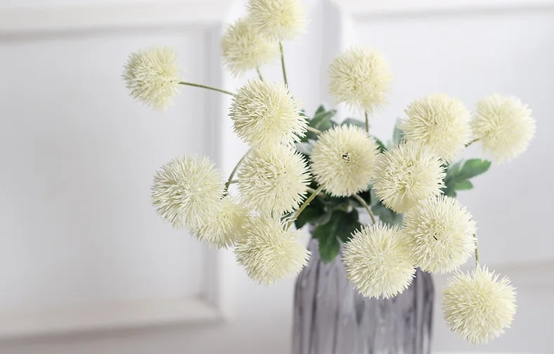 8pcs white beige INS Европейский Одуванчик ветка пластик искусственный цветок Букет DIY домашний декор свадебный цветок расположение зеленое растение 8 шт - Цвет: 8pcs white beige