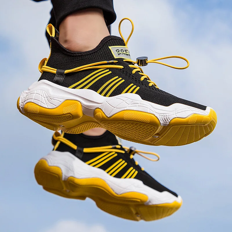 

Korean-style INS Super Fire Thick Bottomed Extra High Old Man Shoes Fly Woven Punched Sheet Surface Foot Covering Coconut Shoes