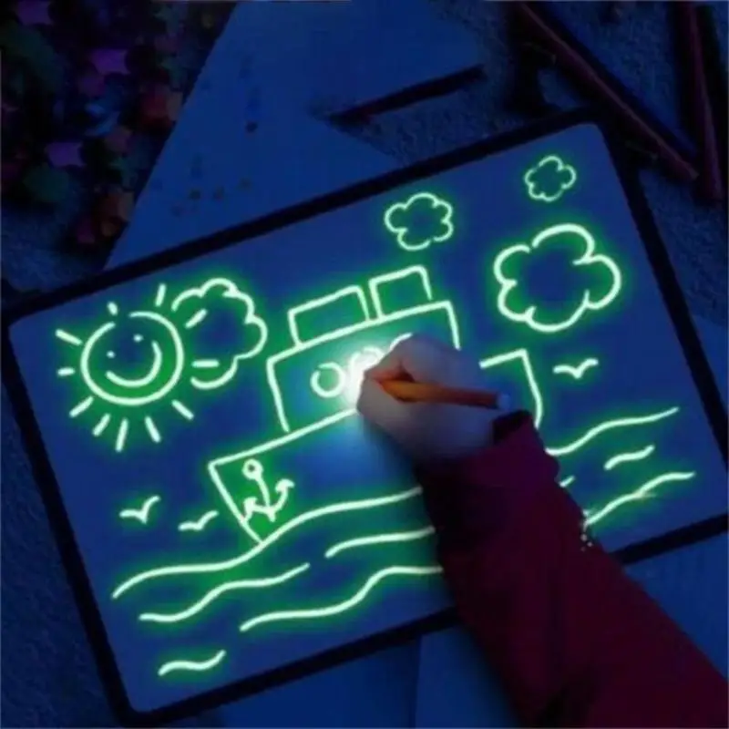 3D ночной светильник, доска для рисования, английский режим, люминесцентные ручки, детская игрушка-головоломка