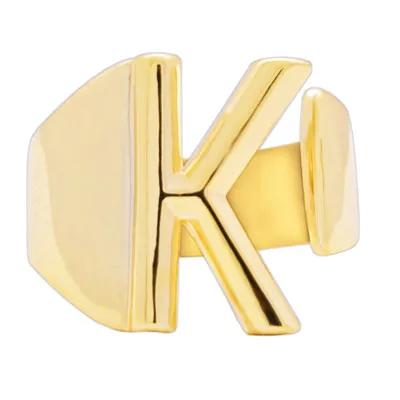 Lureen модное кольцо в стиле хип-хоп простое Золотое персонализированное кольцо с буквами Золотое металлическое регулируемое кольцо ювелирные изделия Аксессуары для вечерние подарки - Цвет основного камня: K
