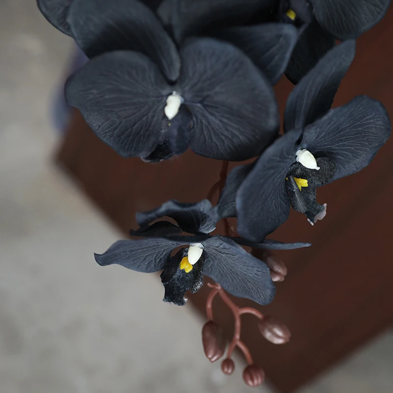 100 см черная бабочка Орхидея одна искусственная ветвь цветка Хэллоуин украшение дома Шелковый Искусственный цветок свадебные принадлежности