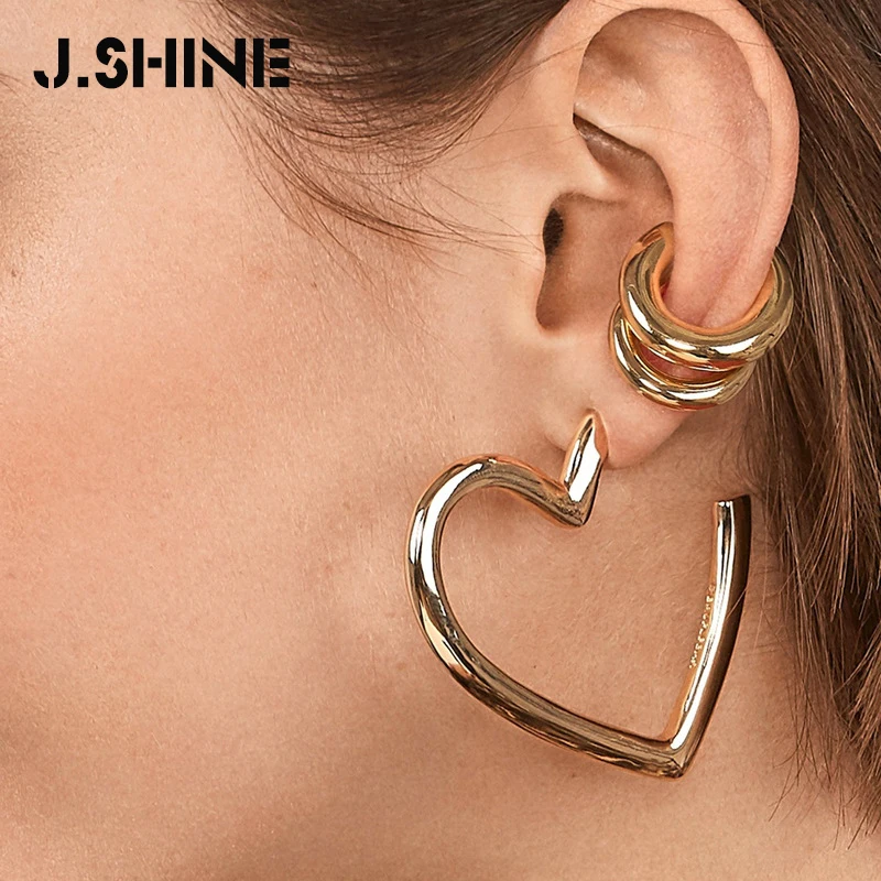 JShine новые серьги клипсы золотого цвета из сплава в стиле панк для женщин и