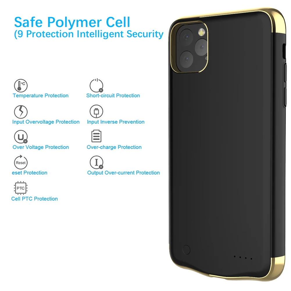 Для iPhone 11 Pro Max 6,5 дюймов зарядное устройство чехол 6000 мАч внешнее резервное зарядное устройство power Bank чехол для батареи телефона Coque