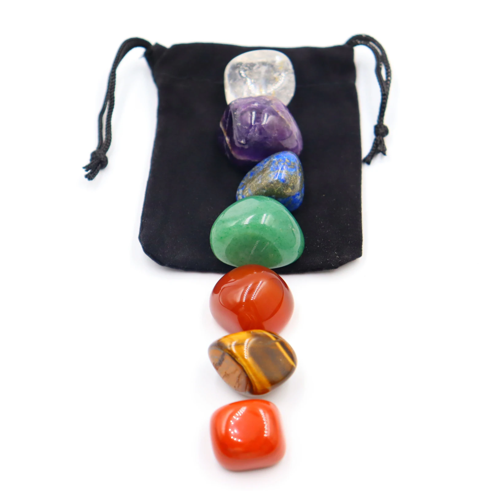 7Pcs Natural Crystal Stone with Storage Bag Adjustable Drawstring Bright Color Chakras Tool | Дом и сад