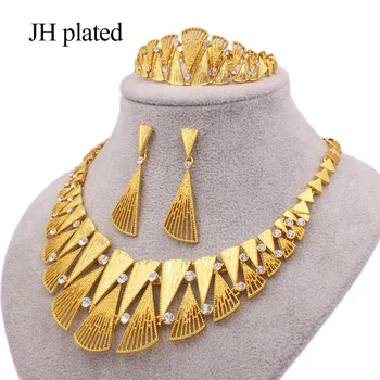 

Jewelry sets 24K gold color Dubai luxury for women African wedding gifts bridal bracelet necklace earrings ring jewellery set