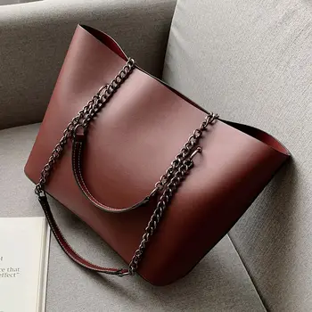 

Solid Color PU Leather Shoulder Bags For Women 2020 Chain High Capacity Handbags Luxury Hand Bag Female Shoulder Bag M391