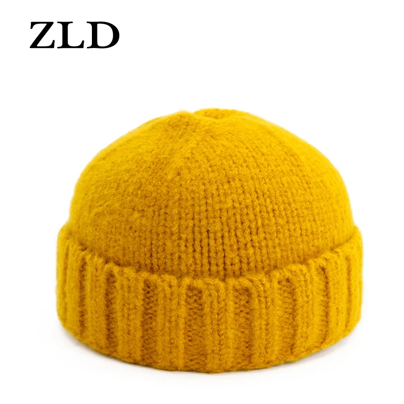 ZLD Autumn and winter new wool hat net red hood unisex couple winter melon hat solid color warm knit hat Fashion warm hat