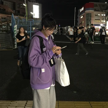 

Umichoi Original Plus Velvet Sweater 2019 New Style Female Autumn And Winter Loose Bf Japanese Thick Section Lian Cap Cardigan