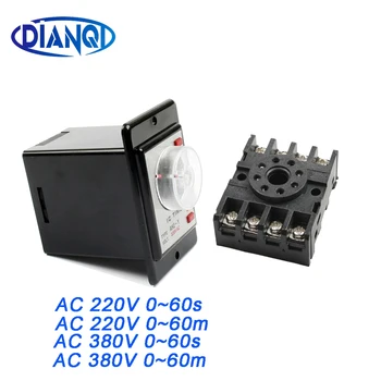 

1Pc Free Shipping Power on delay timer time relay 0-60 minutes panel installation with socket base AH2-Y AC 220V 380V