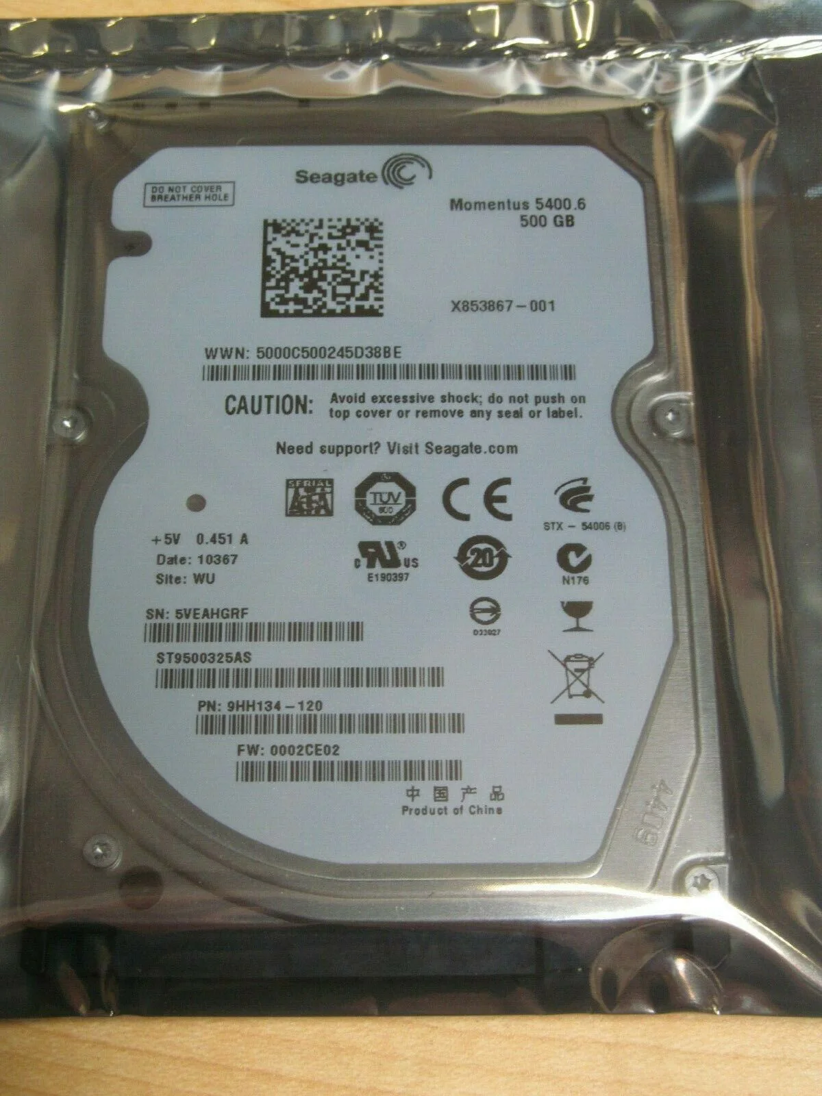 500GB 5400 RPM SATA 2.5 Drive ST9500325AS