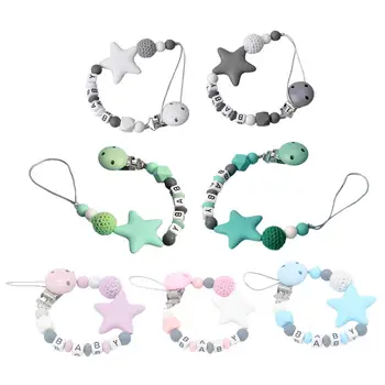 

Silicone Baby Pacifier Clip Personalised Name Colorful Pacifier Chain For Baby Teething Soother Chew Toy Dummy Clips