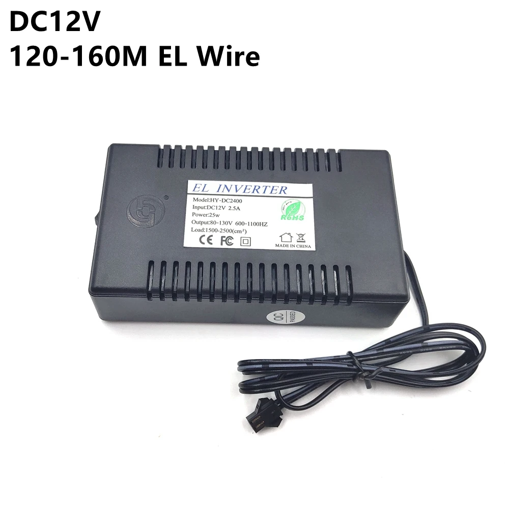 

DC12V Power Supply Adapter Driver Controller Inverter For 120-160M El Wire Electroluminescent Light