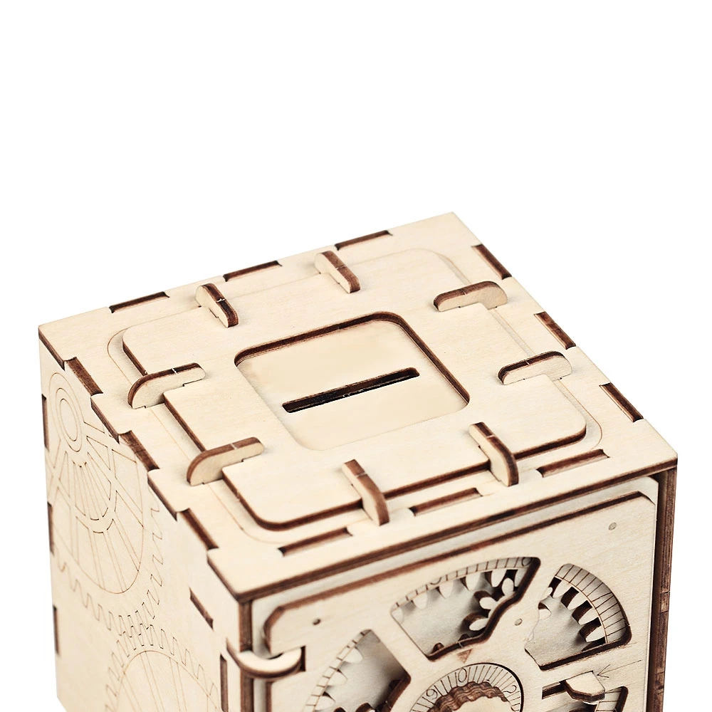 Cipher Code Deposit Box Mechanical Wooden Model 3D Puzzle Educational Toys
