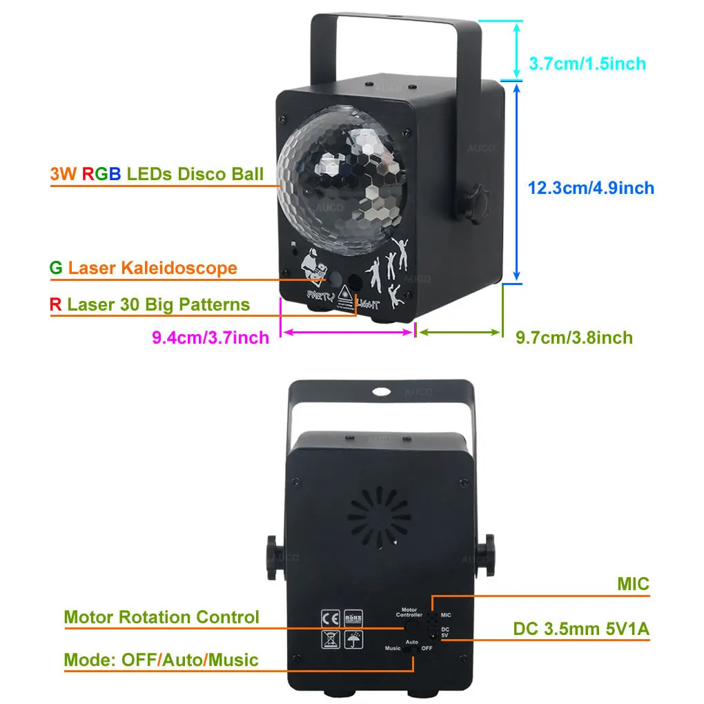 AUCD мини портативный пульт дистанционного управления RGB светодиодный диско хрустальный шар микс DJ вечерние шоу 30 моделей RG лазерный проектор сценические огни WQ33