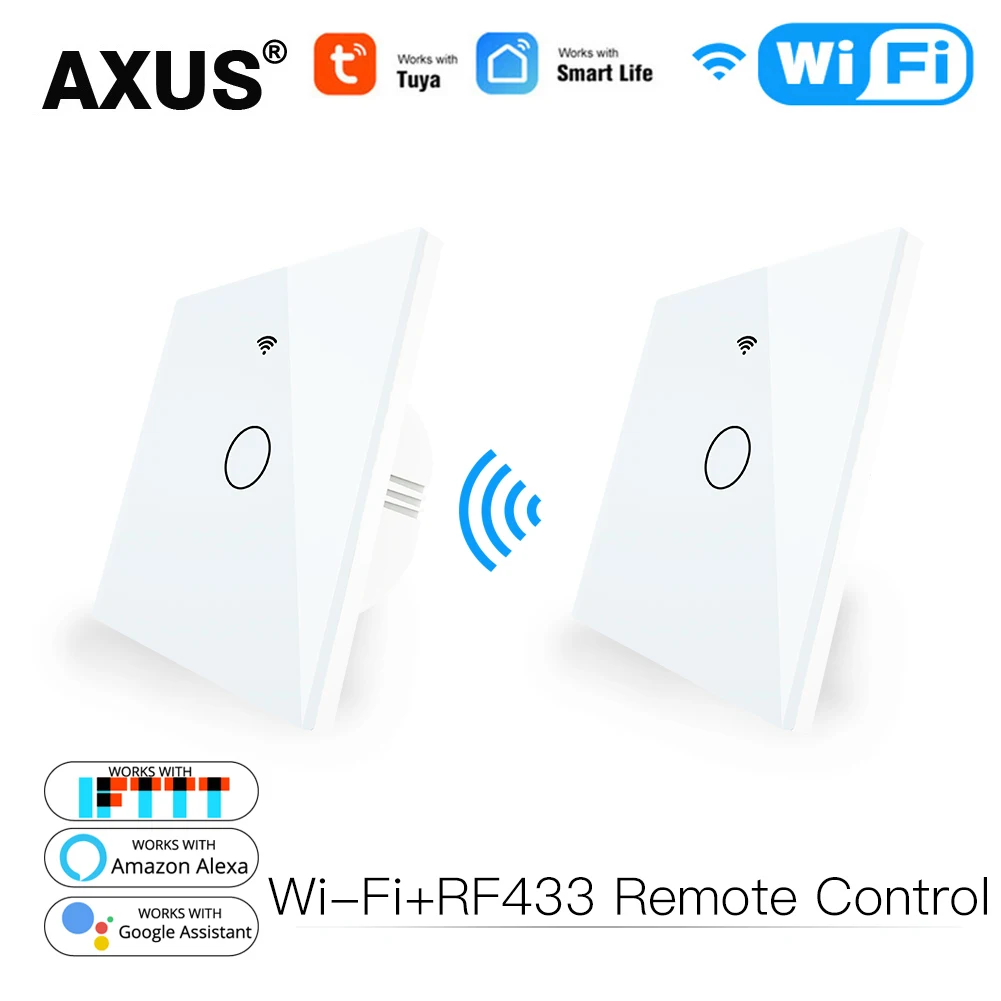 Умный сенсорный выключатель AXUS с Wi-Fi RF433 передатчик 1/2/3 клавиш 2/3 каналов