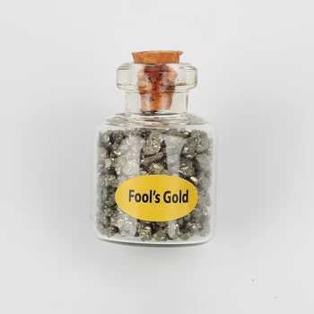 

Fool's Gold Natural Pyrite Mineral Bottled DIY Decor Crystal Stone Iron pyrite Specimen Gem teaching