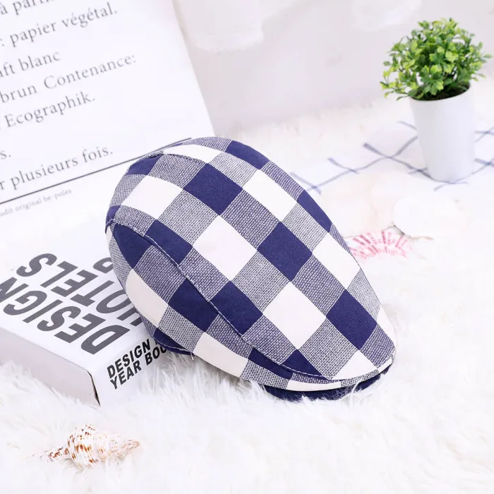 Детская шапка, берет, клетчатый узор, модные, дышащие, для улицы, вечерние, SER88