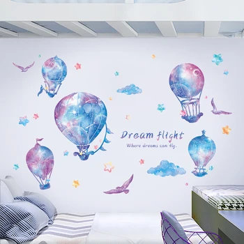 

Creative Starry sky Wall Stickers Hot air Balloon Wall Decals Kids rooms Nursery Bedroom Wall Decor Vinyl Wall Decals Home Decor