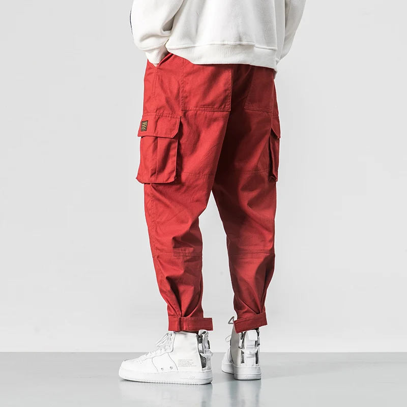Men Trousers Cotton Multi-pocket Elastic Waist Design Harem Pant Street Punk Hip Hop Casual