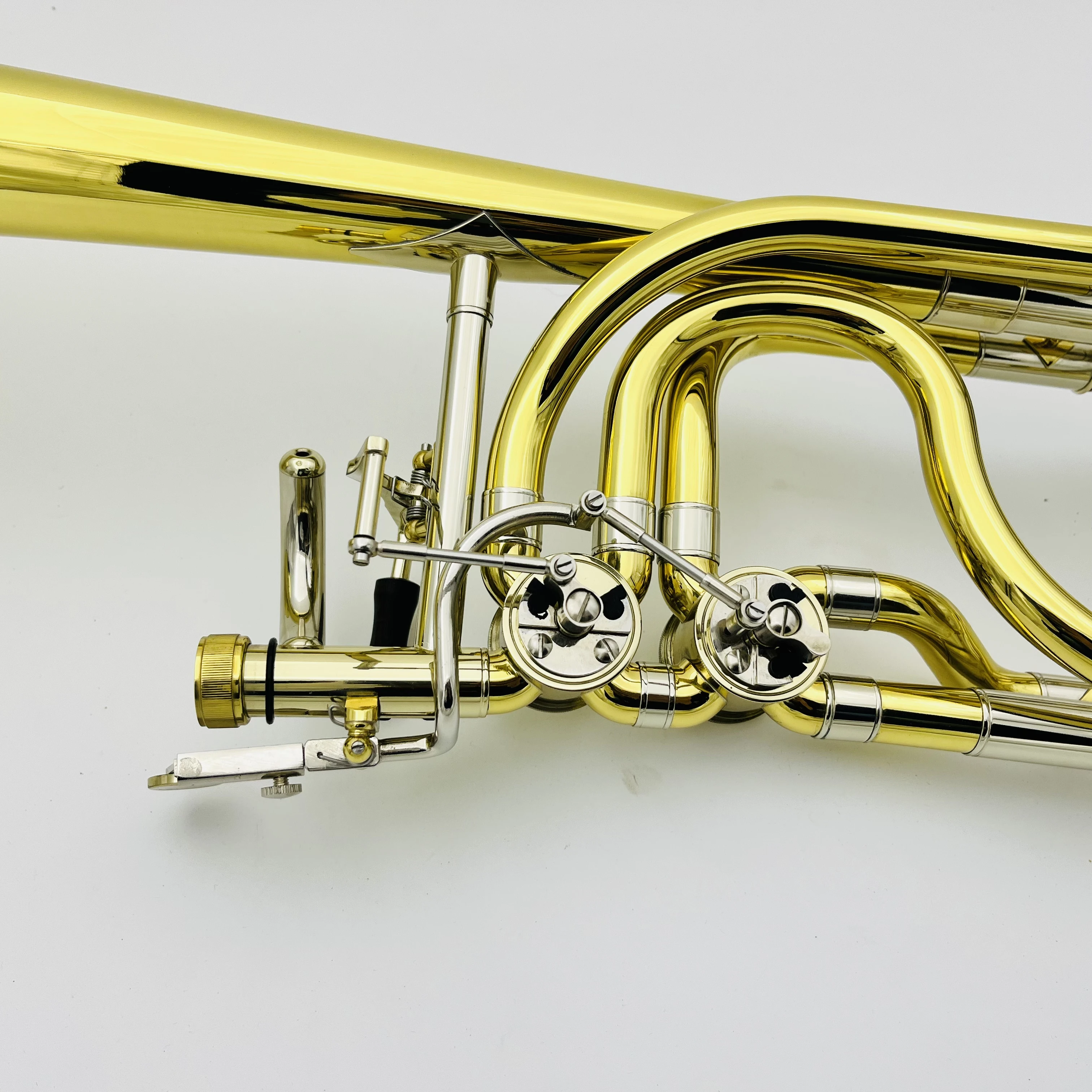 High Quality Trombone Bb/f Brass Plated Double Piston Real Pictures With Case Accessories