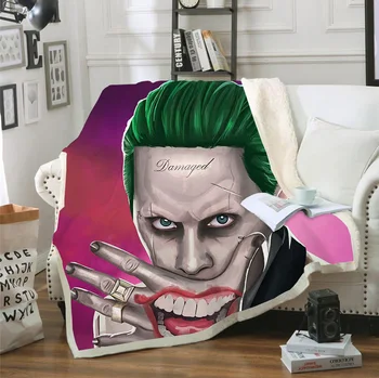

Suicide Squad 3D Joker Printed Fleece Blanket for Beds Thick Quilt Fashion Bedspread Sherpa Throw Blanket Adults Kids