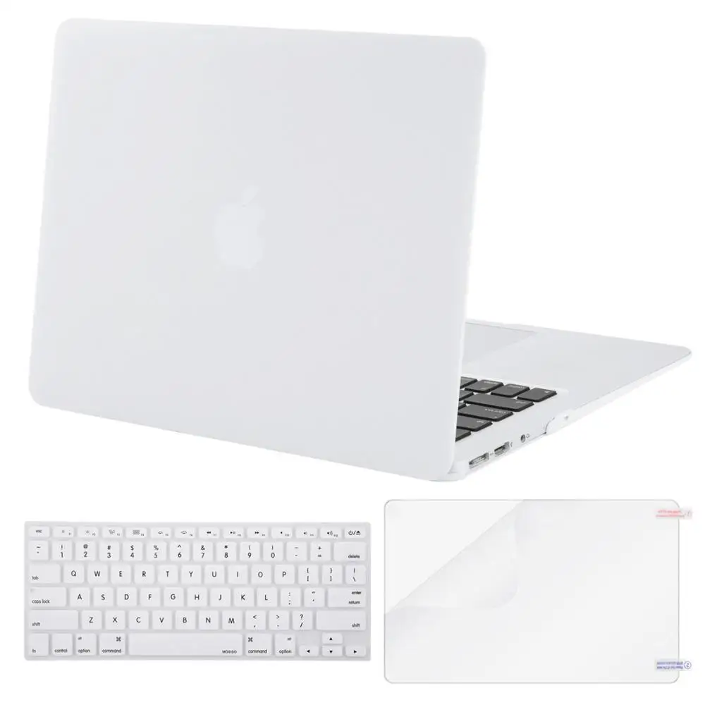 MOSISO Жесткий Чехол для ноутбука Macbook Air 13 A1466/A1369, чехол для ноутбука 2012-+ чехол для клавиатуры+ Защитная пленка для экрана - Цвет: White